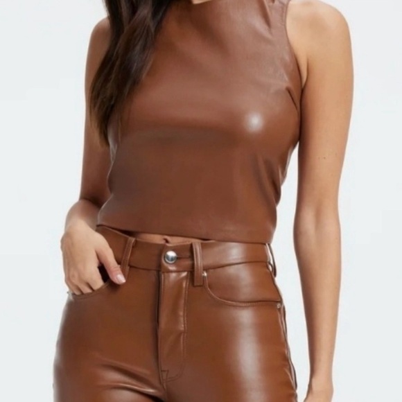 Good American Tops - Good American Vegan Leather Tank